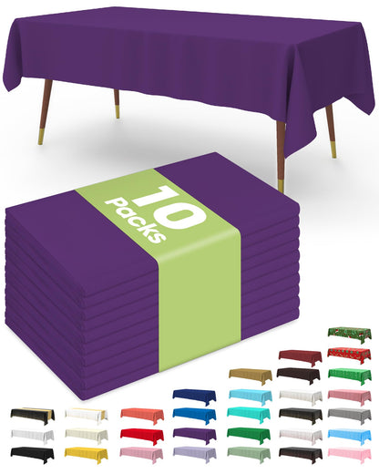 Pureegg Plastic Table Cloth Disposable 10 Pack, 54 x 108 Inch Table Cloths, Halloween Party Decorations, Summerween Decor, Halloween Tablecloths, Rectangle, Plastic Cover, Leakproof & Sturdy, Purple