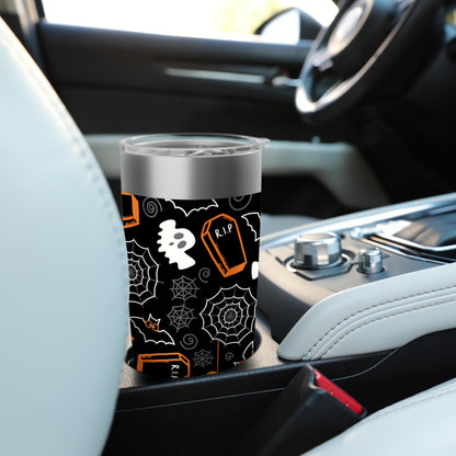 Ghost Spider Web Black Halloween Travel Cup Bottle Spooky Stainless Steel Insulated Tumbler