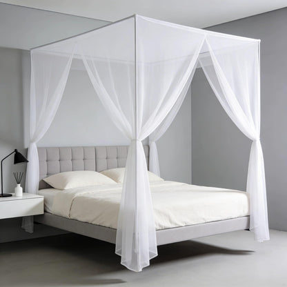 Vawolecy Mosquito Net Bed Canopy for Full Queen King Size Bed,4 Corner Canopy Gothic Bed Curtains,Bug Net for Camping Patio, Halloween Decoration