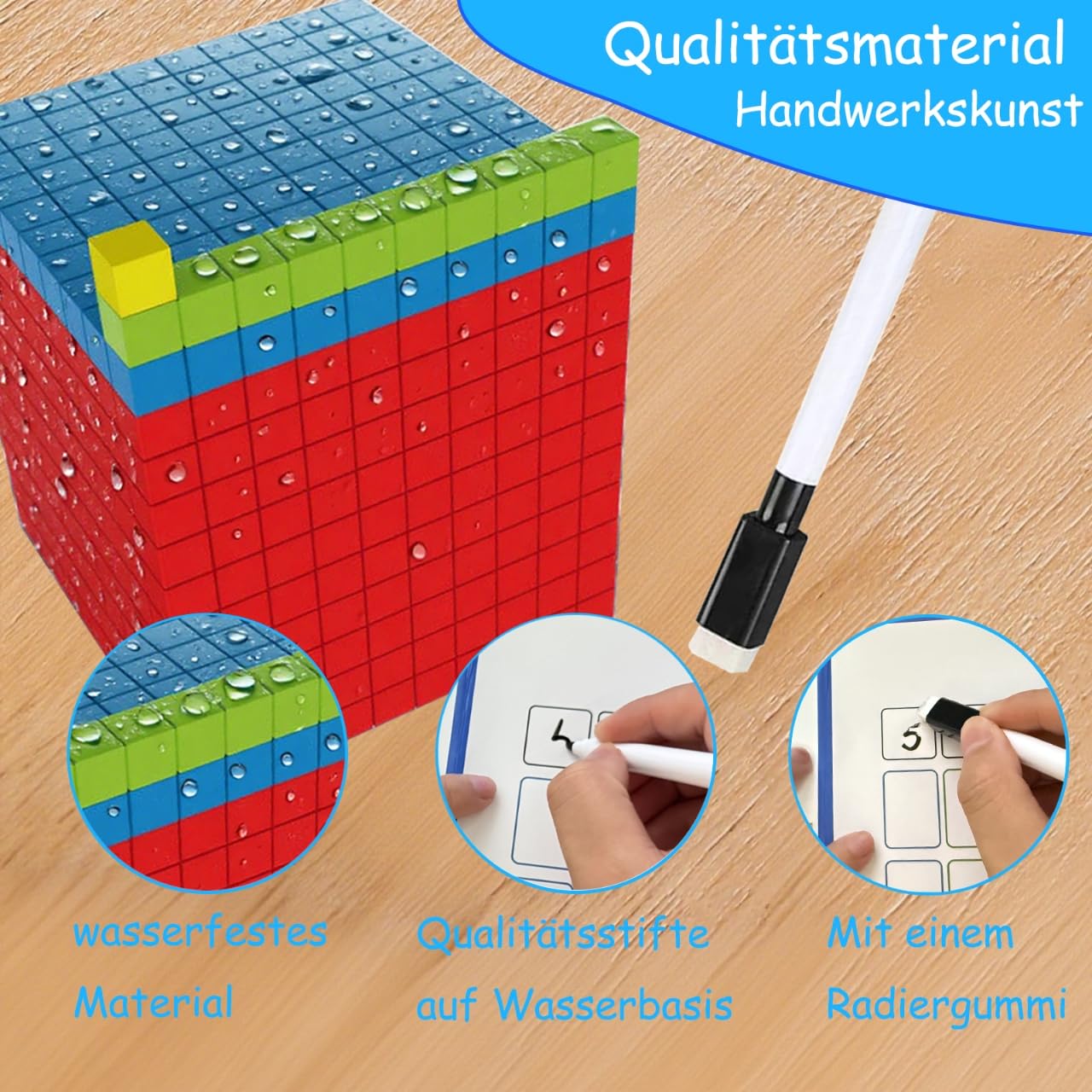 JUGGPENG Plastic Base Ten Blocks with Place Value Chart, Math Manipulatives for Kids, Math Cubes for Kindergarten 1st-3rd Grade, Counting Cubes for Math Learning Tools, 137 Pcs