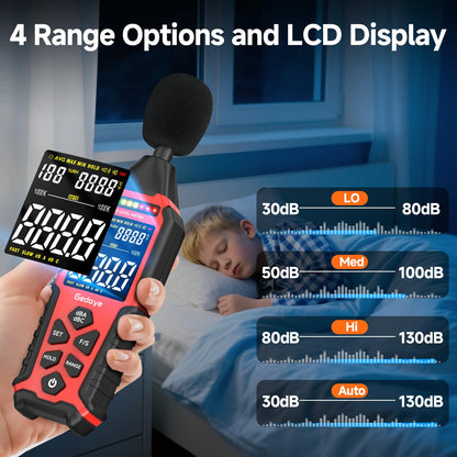 Power Supply Available Decibel Meter, Gedaye Sound Level Meter, A/C Weighted SPL Meter, Noise Measure Device 30-130dB, Noise Detector Sound Monitor Decibel Reader Classroom Factory Noisy Neighbor
