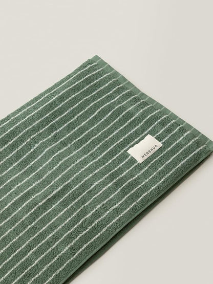WENSHUO Frosted Pines-Striped Pure Cotton Bath Towel, 100% Combed Cotton