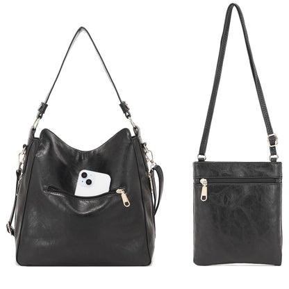 Purses For Women Handbags And Wallet Set Large Hobo Crossbody Bag Ladies Purse Totes 4 PCS Black