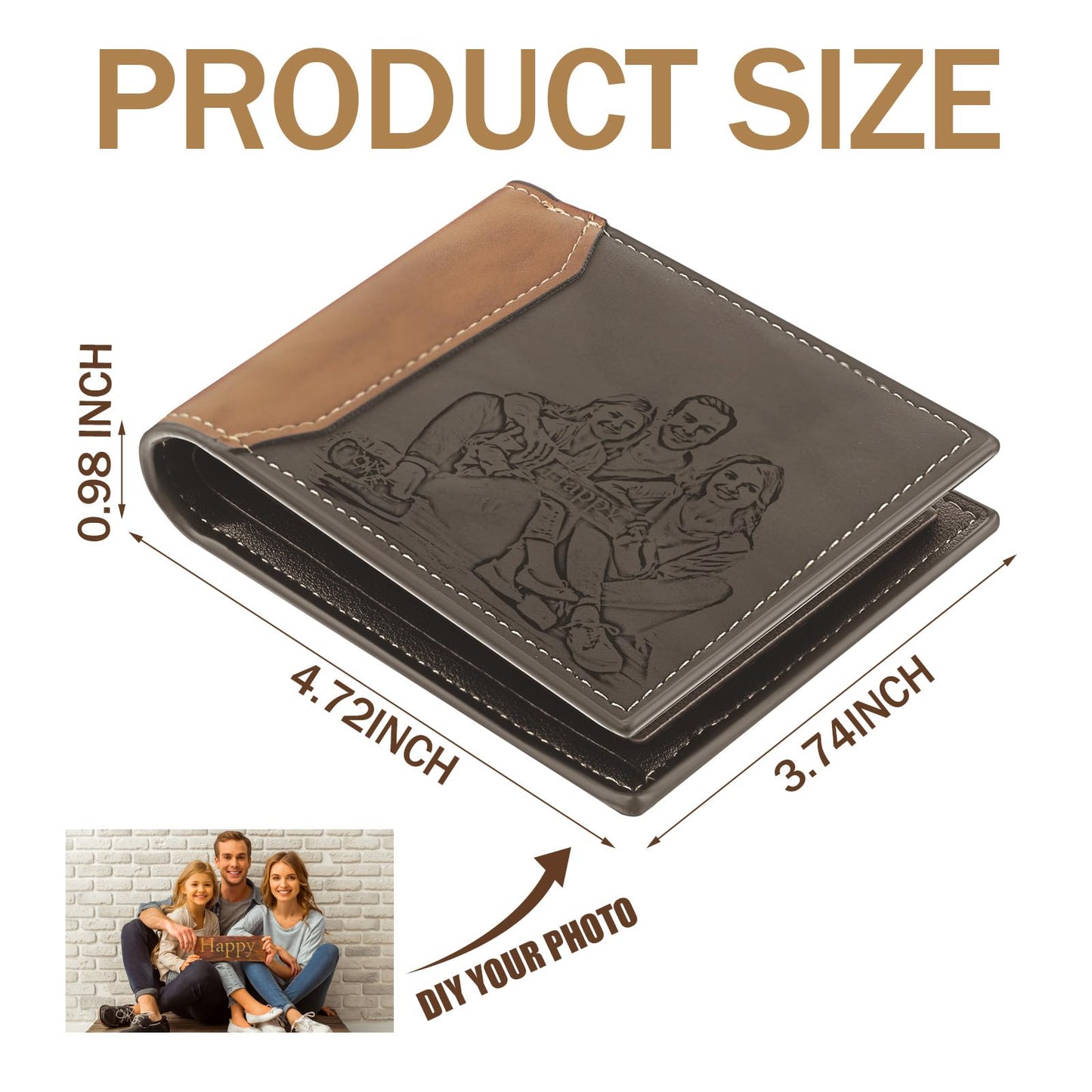 Paterr 12 Pcs Leather Photo Wallet for Men PU Leather Bifold Wallets with Pockets for DIY Christmas Gifts for Dad Husband Son(Brown, Coffee)