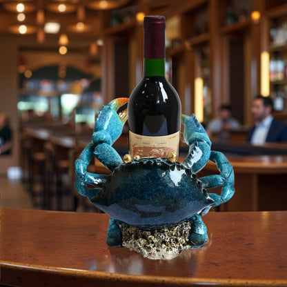 Juliahestia Modern Crab Wine Bottle Holder Countertop Coastal Beach Themed Home Decor Nautical Rack for Kitchen Living Room Bedroom Office Decorations - Gift for Ocean Lovers