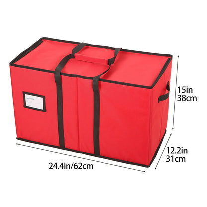 Sattiyrch Christmas Figurine Storage Box & Nutcracker Storage Container, 600D Canvas,Keeps 8 Holiday Figurines,15 Inches,Adjustable Area & Pockets for Decorations