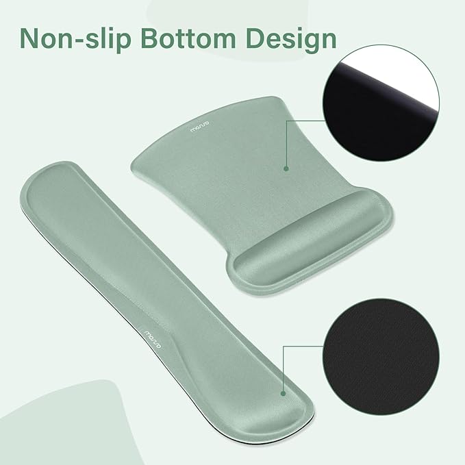 MOSISO Keyboard Mouse Pad Set, Large Gaming Mousepad&Keyboard Wrist Rest&Mouse Wrist Rest&Coaster, Ergonomic Non-Slip Mousepad&Easy Typing Cushion with Memory Foam for Home Office, Antique Green