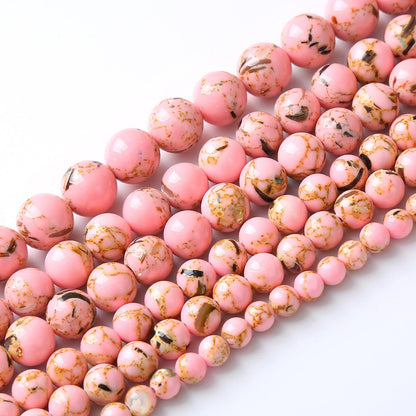 32PCS 12MM Natural Pink Shell Turquoise Beads for Jewelry Making with Mother-of-Pearl Round Loose Beads DIY Bracelet Accessories 15"(12mm, Pink Shell Turquoises)