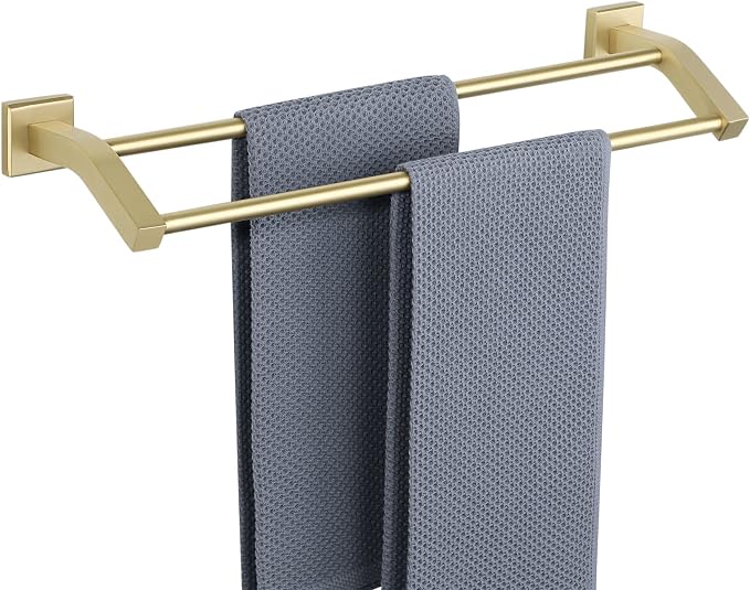 Alise Bath Double Towel Bars Towel Racks for Bathroom,20 Inch Wall Mount Towel Holder Heavy Duty SUS304 Stainless Steel Towel Hanger Towel Rail,Gold