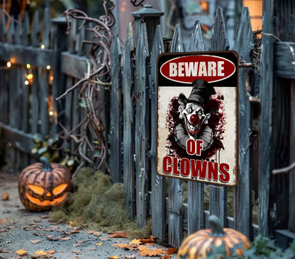 Halloween Signs Clown Decorations Creepy Stuff Scary Decor For Circus Yard Warning Metal Sign Beware Of Clowns 12x8 Inches