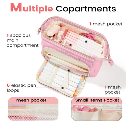 Sooez Large Pencil Case Pouch, Soft Pencil Bag with Zipper, Pen Bag Wide Opening, School Supplies Cute Pencil Case for Girls Boy Men Women, Purple