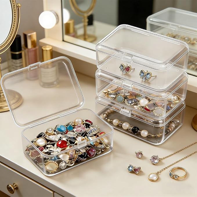 4 Pack Clear Plastic Card Deck Box Playing Card Storage Cases Blank Deck Boxes, Standard Size Holders for Game Cards Trading Cards and Small Accessories Home Organization