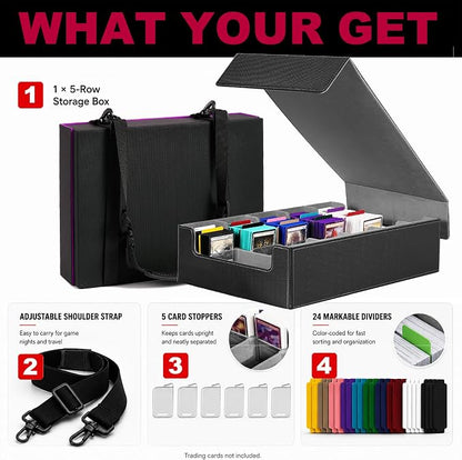 3900+ High-Capacity Card Display Storage Box, 5-Row Design (Ideal for Collectors & Beginners), Heavy-Duty Archival Case for MTG/TCG/Sports Cards, Reinforced Organizer with Shoulder Strap (Black)