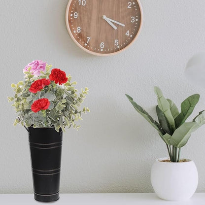 Metal Umbrella Stand Standing Umbrella Holders Bin Canes , Perfect for Entryway and Porch Use, Ideal Organizer for Home and Office Rustic Floral Bucket Floor Vase for Entryway Porch Indoor (White)