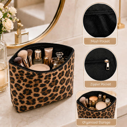 imerelez 3PCS PU Leather Makeup Bag, Large Travel Cosmetic Pouch, Cute Toiletry Organizer for Women, Set of 3