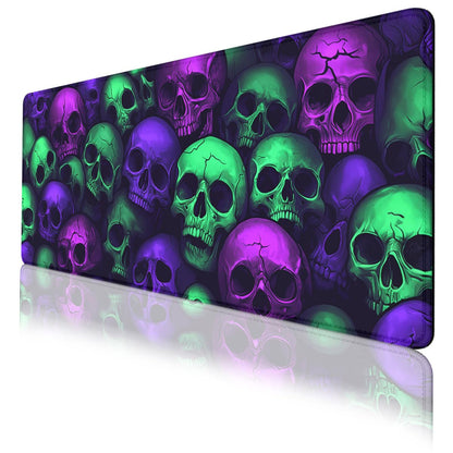 Neon Skull Gaming Mouse Pad Purple Green Gothic Halloween Skeleton Extended Keyboard Mouse Mat for Computer Office, Big Laptop Mouse pad, Gaming Pc 31.5x11.8 in