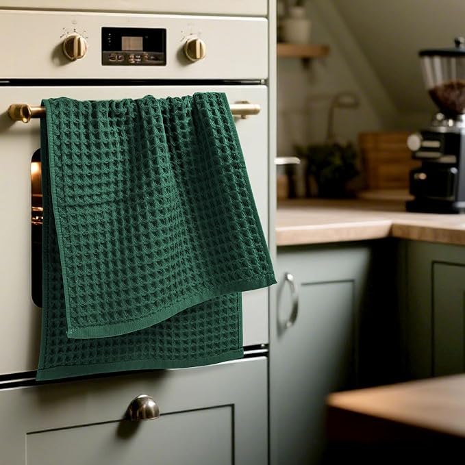 Jacquotha Waffle Hand Towels Set of 2 – Cotton, Quick Dry, Lint Free, 13” x 29”
