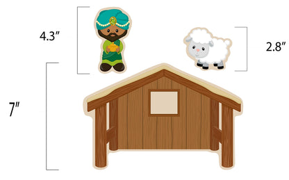 Story Time Felts Nativity Set Birth of Baby Jesus Christ Felt Figure Flannel Board Set 29 Pieces Bible Dark Skinned (Figures & Background)