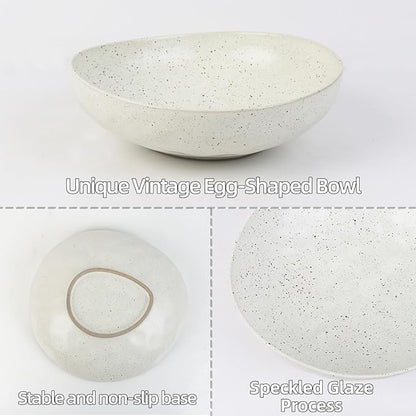 salomayes Wabi-Sabi Decorative Bowl, Matte Off-White Speckled Ceramic Key Bowl with Subtle Hammered Texture, One-of-a-Kind Artisan Glaze for Entryway or Kitchen Counter Décor