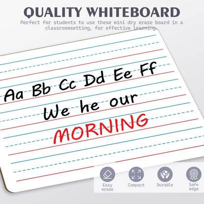 2pack 9x12 inches Dry Erase Board Lapboard Reusable Lined Erasable Ruled Writing Note Pad Lapboard,Blank Whiteboard on Reverse Mini Whiteboard,Small White Board Dry Erase for Classroom