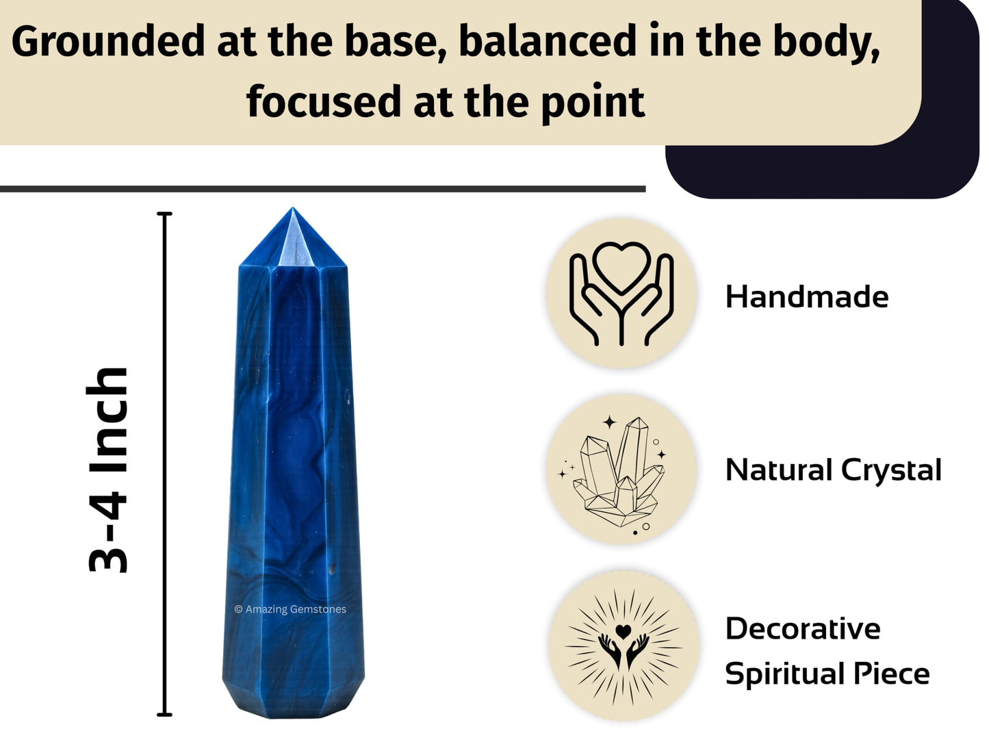 Amazing Gemstone Blue Agate Crystal Towers ~ Natural Healing Crystal Point Obelisk for Reiki Healing and Crystal Grid (3" to 4" INCH)