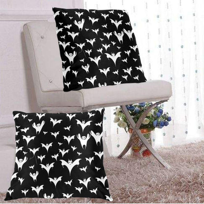 Xzyopcwx Halloween Goth Bats and Moon 2 Pack Throw Pillow Covers Sofa Cushions Covers Living Room Bedroom Bed Covers Car Lumbar Covers 18x18 Inches