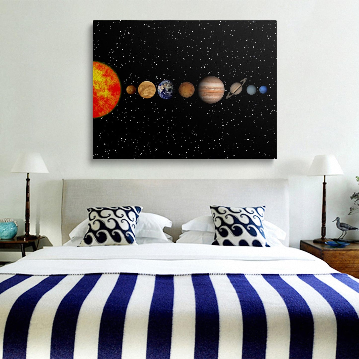 Framed Space Solar System Galaxy Planets Canvas Wall Art Astronomy Interstellar Science Decor Poster For Living Room Bedroom Home Office Artwork Gift Ready To Hang (16x24 Inches)