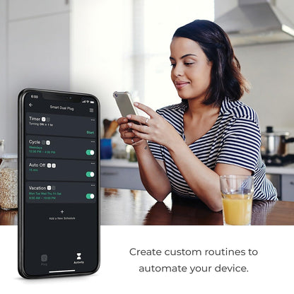 Globe Electric 50329-U Wi-Fi Smart Plug Mini, No Hub Required, 1 Grounded Outlet, White (1-Pack, 15A), Home Automation, Outlet Extender, Electronics, Smart Home, Works with Alexa, Google Home, Echo