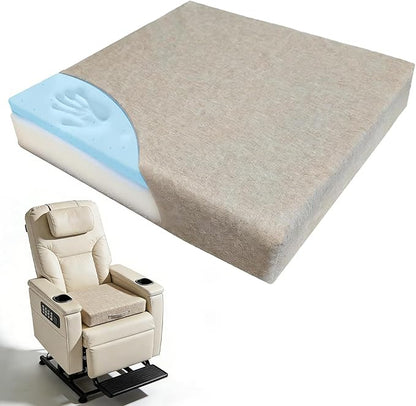 Gel Memory Foam Recliner Cushions for Elderly 19.7x19.7x4.7inch Dual-Layer Gel Memory Foam Non-Slip with Handle