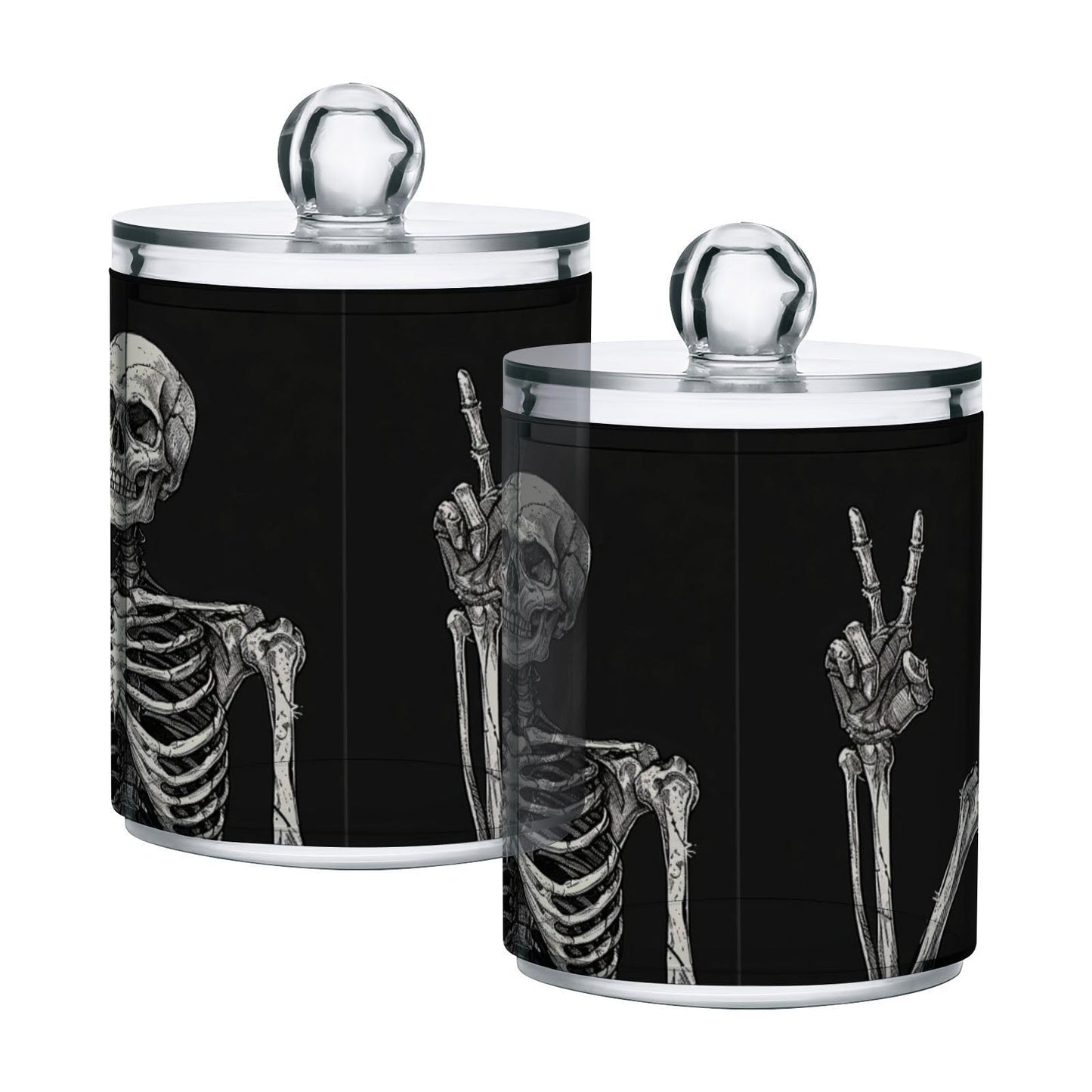 Zhirexin Halloween Skull 2PC Airtight Transparent Plastic Storage Jar Food Storage Container Plastic for Food Herbs Tea etc with Storage Lid easy to use and clean With lid Easy To Use