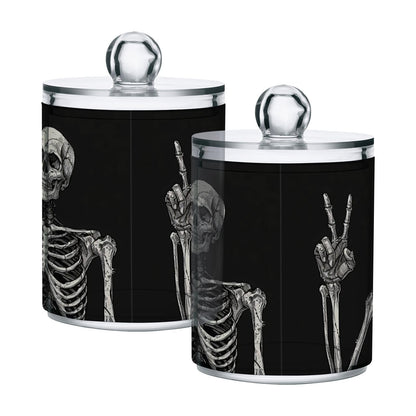 Zhirexin Halloween Skull 2PC Airtight Transparent Plastic Storage Jar Food Storage Container Plastic for Food Herbs Tea etc with Storage Lid easy to use and clean With lid Easy To Use
