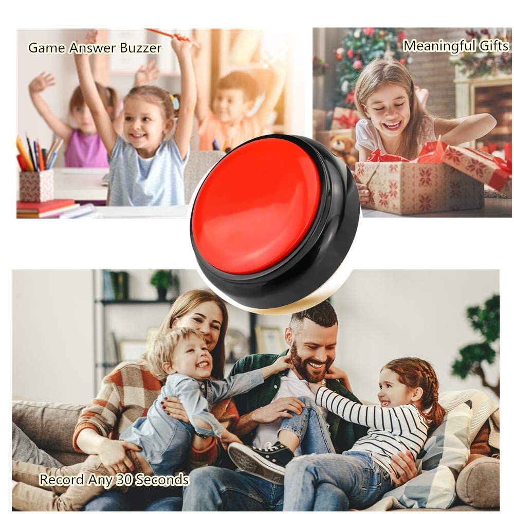 Recordable Easy Button Sound Button Voice Recording Talking Button 30 Second Custom Recordable Talking Button for Dogs to Communicate Answer Buzzer