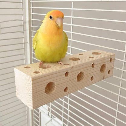 Bird Wooden Block Chewing & Foraging Training Toys for Small Animals - Shredding & Biting Wooden Bird Cage Accessories & Teething Toys for Lovebirds, Parakeets & Cockatiels