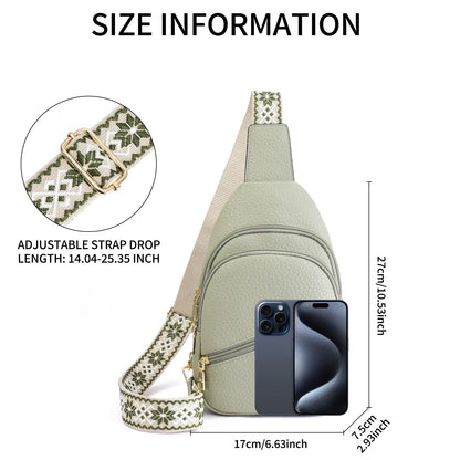 GAEKEAO Sling Bag Crossbody Bags for Women Vegan Leather Cross Body Bag Fanny Pack Chest Travel Purse with Adjustable Strap Green