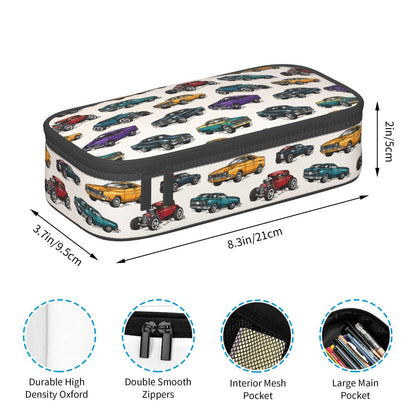 Geoocii Vintage Car Large Capacity Pencil Case Organizer Pencil Pouch Stationery With Zipper School Supplies Pencil Bag For Girls Boys Teens Adult Office