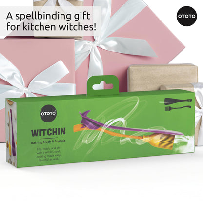 OTOTO Jar Spatula and Pastry Brush - Silicone Heat Resistant and Basting Brush, Cooking and Baking Spatula, Spooky Witchy Gifts, Gothic Kitchen Halloween Gifts, Unique Kitchen Gadgets (Witchin)