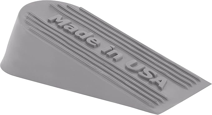 Large Big Rubber Door Stopper Made in USA - Door Stop Wedge for Carpet, Tile, Concrete Floor, Tall Door Stoppers for Bottom of Door - Heavy Duty for Commercial & Home - 6.5 x 2.75 x 1.9 Inches - Gray