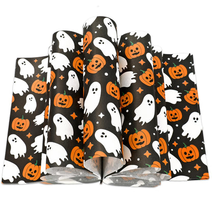 JarThenaAMCS 150Pcs Halloween Wax Paper Pumpkin Boo Ghost Deli Paper Black Sandwich Wrap Paper Tissue Waterproof Oil-Proof Picnic Liners for Party Kitchen Supplies, 9.8 x 8.3 Inch