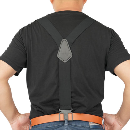 MELOTOUGH Belt Clip Suspenders for Men's Elastic Hook End Plastic Clip Suspenders Non Metal Airport Friendly,Black