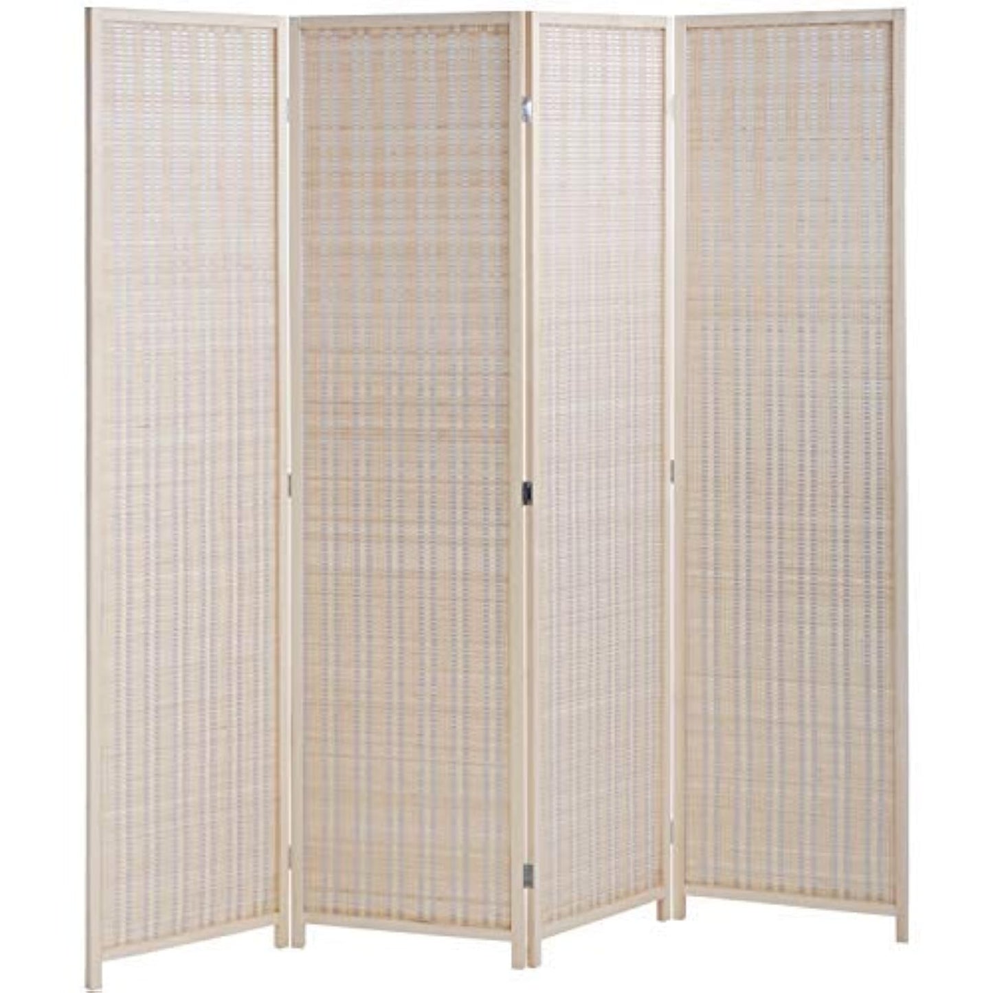 FDW Bamboo Room Divider Folding Privacy Wooden Screen 4 Panel 72 Inches High 17.7 Inches Wide Room Divider for Bedroom Office Study,Natural