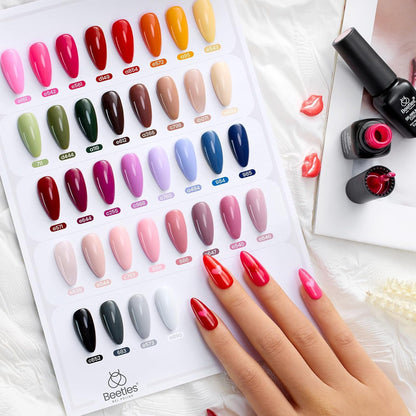 beetles Gel Polish 44pcs Fall Gel Nail Polish Set 36 Colors Brown Burgundy Red Blue Purple Orange Green Black Nude White with Base Top Coat UV LED Needed Salon DIY at Home Gift for Women Colorful Muse