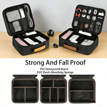 Extra Large Electronics Organizer Travel Case, Cable Organizer Bag with Shoulder Strap, Electronics Accessories Storage Double Layer Bags for Cord, Tablet, Headphone, Charger, Tools, DJ Gifts-Black