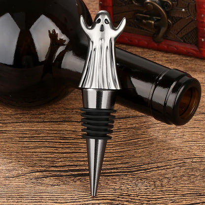 MR.BARWARE Ghost Wine Stopper – Spooky Gift for Men Women, Silver Ghost-Shaped Bar Accessory with Gift Bag, Perfect for Halloween Birthday Fathers Day Christmas