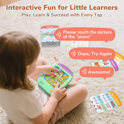 JoyCat Kids Learning Tablet, Learn to Read with 156 Pages, 600+ Words, 40+ Themes, 100+ Interactive Games, Phonics Talking Flash Cards, Screen-Free Toddler Learning Toys Gifts for 2-6 Year Old