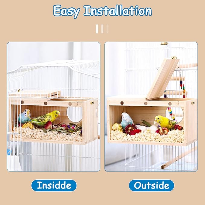 BNOSDM Parakeet Nesting Box Transparent Bird Nest Breeding Box with Perch (M)