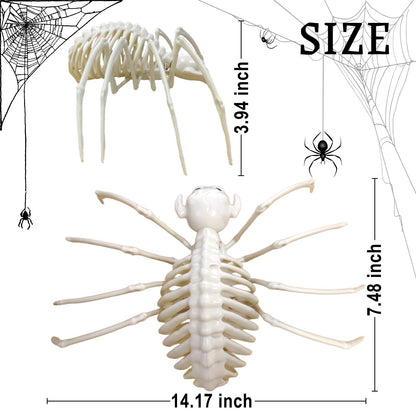 mogenda Large Realistic Spider Skeleton,Horrible Spider Bone,Vivid Spider Skeleton Model Halloween Decorations for Yard Garden Lawn,Haunted House Props(Spider-1p)