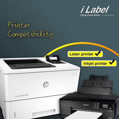 8.5" x 11" Full Sheet Label Sticker Paper for Laser & Inkjet Printers [100 Sheets,100 Labels]