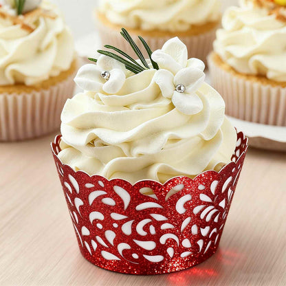 HARFINGTON 100 Pcs Lace Cupcake Liners Hollow Butterfly Designed Hollow Out Cupcake Wraps Artistic Bake Cake Paper Cups for Anniversary Birthday Weddings Parties, Light Pink