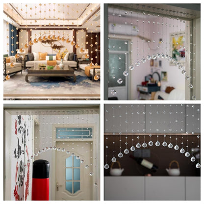 Hanbinsen 20 Strings Crystal Beaded Curtain, Arched Door String Curtain, Hanging Doorway Room Divider Suitable for Home, Coffee House, Bedroom, Restaurant. (Clear)
