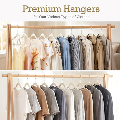 HOUSE DAY Ivory Velvet Hangers 60 Pack, Non Slip Clothes Felt Hanger Heavy Duty for Coat, Premium Slim Space Saving Suit Hangers for Closet Organizer, 360° Rotating Silver Hook